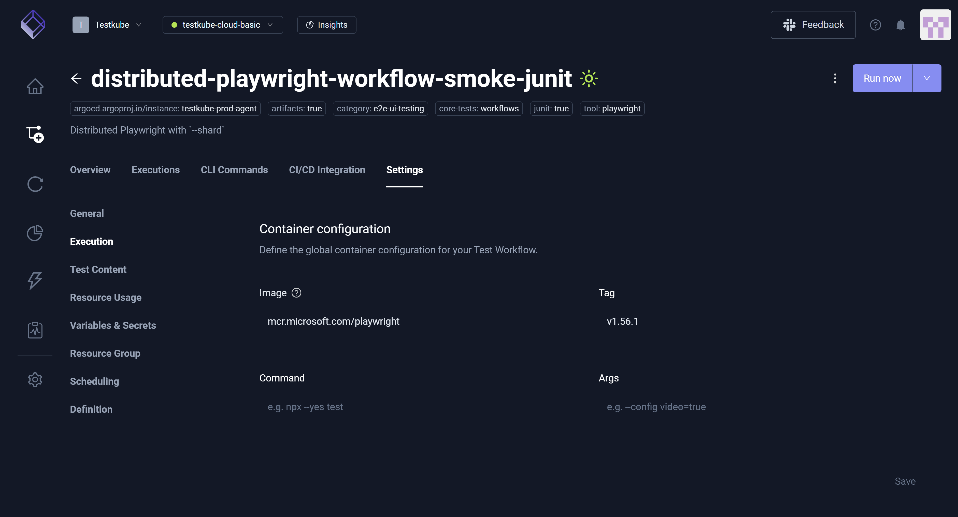 Execution Settings